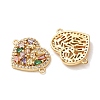 Brass Pave Colorful Cubic Zirconia Connector Charms CU-CBA4579-02G-C-3