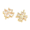 Saint Patrick's Day Glass Clover Connector Charms KK-P348-03G-05-2