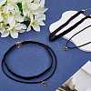 4Pcs 2Styles Alloy & Black Velvet Inverted Triangle Pendant Double Layer Choker Necklaces NJEW-WH20002-11B-3