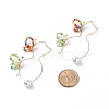 Glass Beaded Butterfly Cuff Earrings with Acrylic Pearl EJEW-JE04828-6