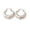 Tarnish Resistant 201 Stainless Steel Chunky Polygon Hoop Earrings STAS-H164-05P-1