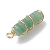 Natural Green Aventurine Double Terminal Pointed Pendants PALLOY-JF02672-02-4