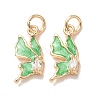 Brass Micro Pave Clear Cubic Zirconia with Enamel Charms CU-K002-50G-B-1