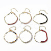 Brass Micro Pave Cubic Zirconia Strass & Paperclip Chain Bracelets BJEW-C052-04G-1