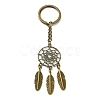 Woven Net/Web with Feather Pendant Alloy Keychain KEYC-WH0004-74AB-1