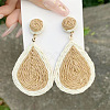 Woven Teardrop Alloy Raffia Stud Dangle Earrings FS-WG09963-04-1
