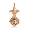 Golden Plated Brass Hollow Round Cage Pendants KK-J251-07G-1