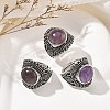 Natural Amethyst Adjustable Rings RJEW-I108-03AS-09-1