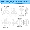 80Pcs 4 Style 201 Stainless Steel Pendants STAS-DC0006-40-4