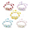 Flower Glass & Acrylic Braided Bead Adjustable Bracelets for Women BJEW-JB10446-1