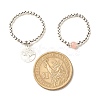 2Pcs 2 Style Natural Mashan Jade & Synthetic Hematite Beaded Rings with Brass Tree of Life Charms RJEW-JR00474-03-4