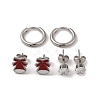 3 Pairs 3 Styles Christmas 304 Stainless Steel Hoop & Studs Earrings Set for Women EJEW-K279-12G-P-2