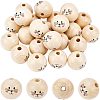 SUPERFINDINGS 30Pcs Printed Natural Wood European Beads WOOD-FH0001-92-1