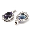 Natural & Synthetic Mixed Gemstone & Rhinestone Pendants G-K338-31P-3