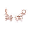 Brass Micro Pave Clear Cubic Zirconia European Dangle Charms ZIRC-I036-24RG-1