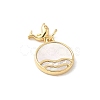 Brass Pave Natural White Shell Pendants KK-S522-12G-2
