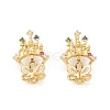 Brass Cubic Zirconia Peg Bails Pendants KK-I698-04G-3