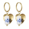 Column with Heart 316 & 202 Stainless Steel Hoop Earrings EJEW-JE06736-01-3