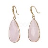 Teardrop Natural Rose Quartz Dangle Earrings EJEW-JE02998-03-1