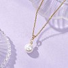Shell Pearl White Round Pendant 304 Stainless Steel Cable Chain Necklaces for Women NJEW-JN05760-02-1