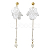 Acrylic Pearl Petal & Shell Pearl Bead Stud Dangle Earrings EJEW-YW00005-1