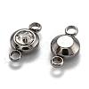 Flat Round 304 Stainless Steel Cubic Zirconia Links STAS-P029-M-4