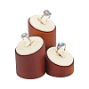 3Pcs 3 Sizes Wood & Microfiber Jewelry Ring Display Riser Stands RDIS-WH0006-32-1
