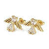 Brass Micro Pave Clear Cubic Zirconia Angel Stud Earrings EJEW-L101-03G-4