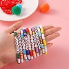 10Pcs 10 Style Encourage Word Polymer Clay Heishi Surfer Stretch Bracelets Set with Heart BJEW-SW00041-2
