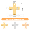 12Pcs 3 Colors 316 Surgical Stainless Steel Pave Clear Cubic Zirconia Connector Charms STAS-DC0014-60-2
