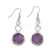 Hexagon Natural Amethyst Dangle Earrings EJEW-K298-01P-01-4