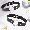 2Pcs 2 Styles Punk Rock Style PU Leather Necklaces NJEW-CL0001-27-7