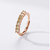 Flat Round Brass Micro Pave Cubic Zirconia Finger Rings FS-WG80990-03-1