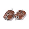 Natural & Synthetic Mixed Gemstone Copper Wire Wrapped Pendants G-H281-08P-4