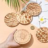 5Pcs 5 Colors Wood Coaster AJEW-CJ0001-67-4