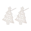 925 Sterling Silver Hollow Christmas Tree Stud Earrings EJEW-F397-01S-2