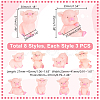 24Pcs 8 Styles Resin Pig Figurines Ornaments DJEW-GA0001-55-2