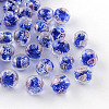 Handmade Luminous Inner Flower Lampwork Beads LAMP-R129-10mm-08-1