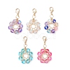 Star Copper Wire Wrapped Synthetic Moonstone Pendant Decorations HJEW-JM03027-2