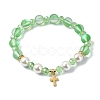 8mm Holographic Synthetic Moonstone & Shell Pearl Round Beaded Stretch Bracelets BJEW-JB10920-3