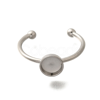 304 Stainless Steel Open Cuff Ring Components STAS-M057-01B-P-1