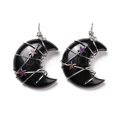Natural Obsidian Pendants G-B023-01P-01-1