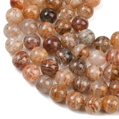 Natural Multilayer Lodolite Quartz Beads Strands G-Z133-A02-8mm-02-1