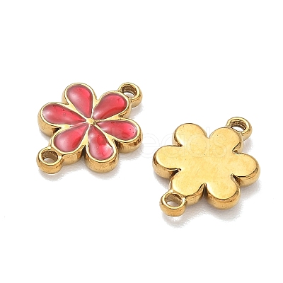 304 Stainless Steel Enamel Flower Links Connector Charms STAS-K330-16G-02-1