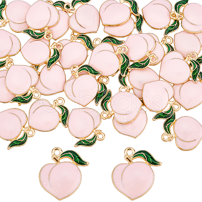 Light Gold Plated Alloy Enamel Pendants ENAM-SC0002-75-1