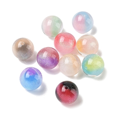 Luminous Two Tone Resin & Glitter Powder Beads RESI-F073-04-1