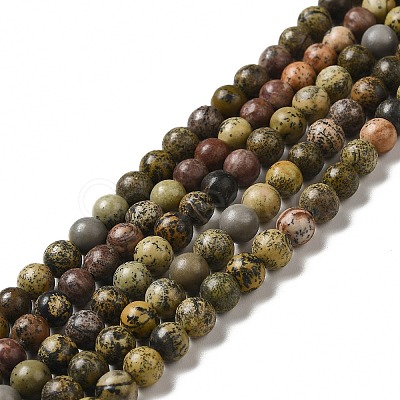 Natural Dendritic Jasper Beads Strands G-D481-16-1