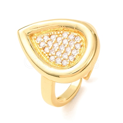 Brass Micro Pave Cubic Zirconia Cuff Open Rings CU-CBAB3AD-14G-1