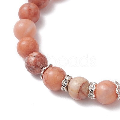 Natural Pink Aventurine Beads Stretch Bracelets for Women BJEW-JB12625-01-1