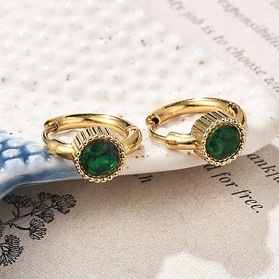 304 Stainless Steel Flat Round Hoop Earrings EJEW-P309-02G-1